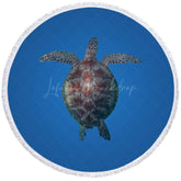 Lofaris Deep Sea Turtle Simple Pattern Round Beach Towel